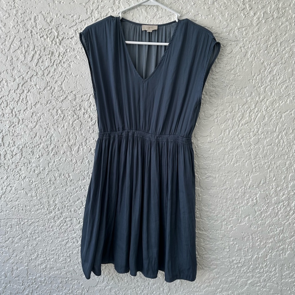 cinched gray dress